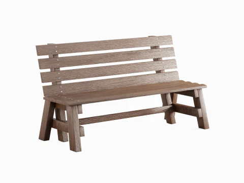 Wooden Outdoor Bench 01 3D Model