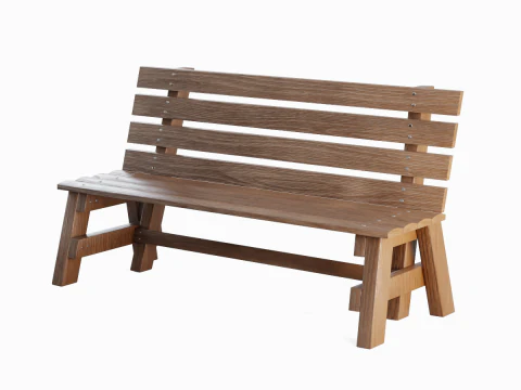 Wooden Outdoor Bench 01 3D Model
