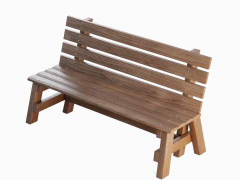 Wooden Outdoor Bench 01 3D Модель