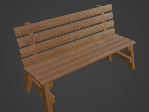 Wooden Outdoor Bench 01 3D Модель