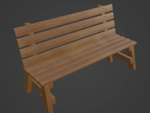 Wooden Outdoor Bench 01 3D Model