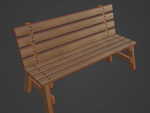 Wooden Outdoor Bench 01 3D Model