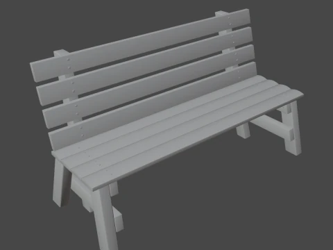 Wooden Outdoor Bench 01 3D Model