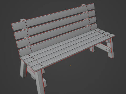Wooden Outdoor Bench 01 3D Model