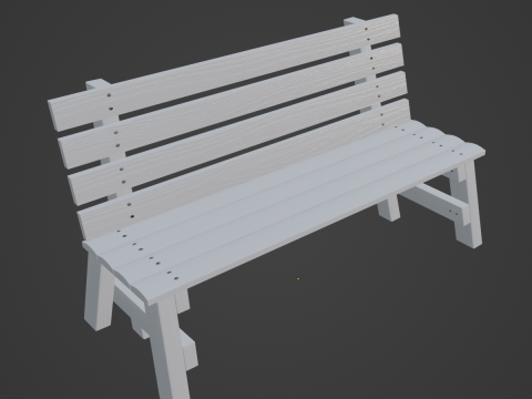Wooden Outdoor Bench 02 3D-Modell