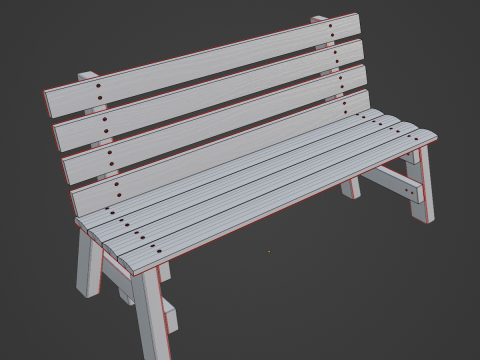 Wooden Outdoor Bench 02 3D-Modell