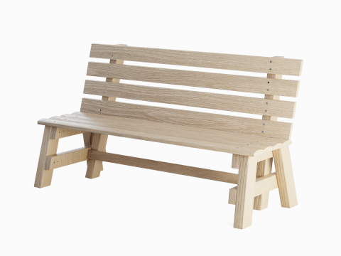 Wooden Outdoor Bench 03 3D Model