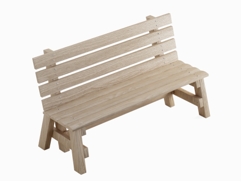 Wooden Outdoor Bench 03 3D Model