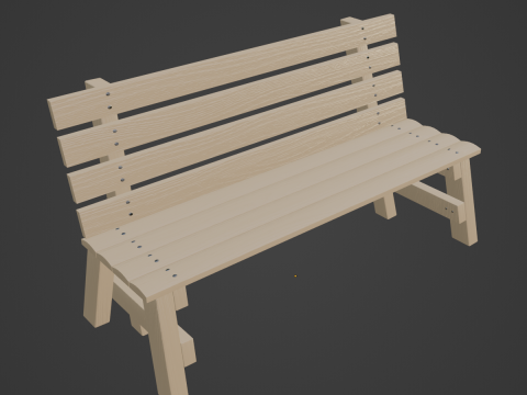 Wooden Outdoor Bench 03 3D Model