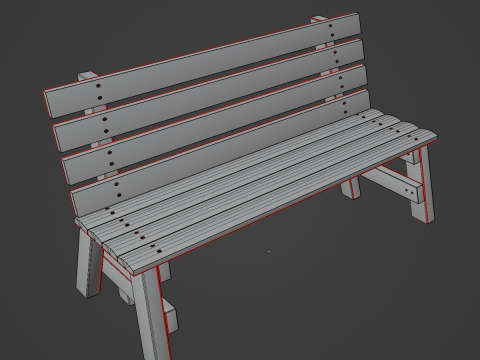 Wooden Outdoor Bench 03 3D Model