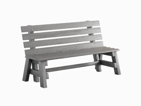 Wooden Outdoor Bench 04 3D Model