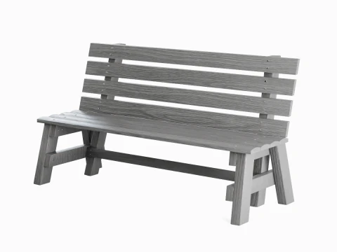 Wooden Outdoor Bench 04 3D Model
