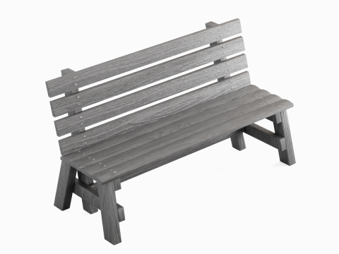 Wooden Outdoor Bench 04 3Dモデル