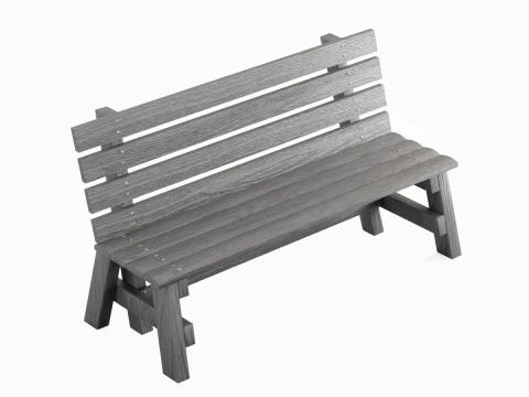 Wooden Outdoor Bench 04 3D Model