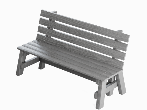 Wooden Outdoor Bench 04 3Dモデル