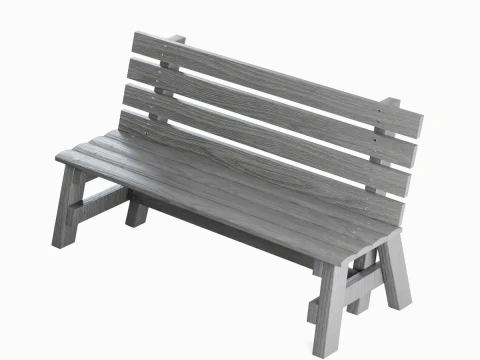 Wooden Outdoor Bench 04 3D Model