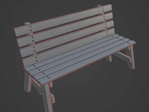 Wooden Outdoor Bench 04 3D Model