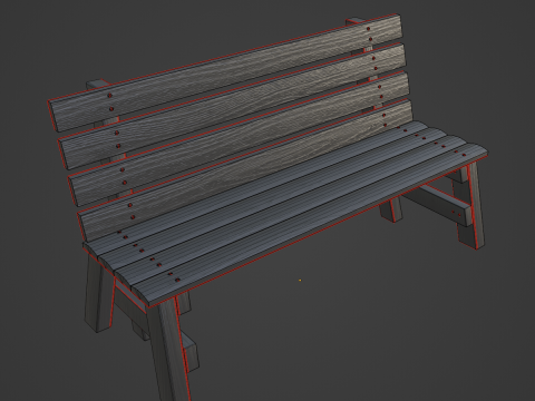 Wooden Outdoor Bench 05 3D-Modell