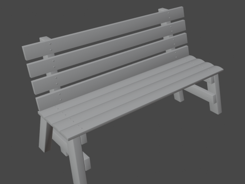 Wooden Outdoor Bench 05 3D-Modell