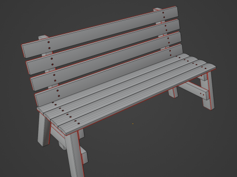 Wooden Outdoor Bench 05 3D-Modell