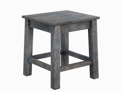 Old Wooden Tabouret 01 3D Model
