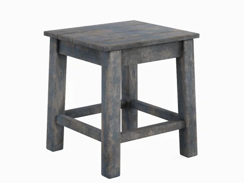 Old Wooden Tabouret 01 3D Model