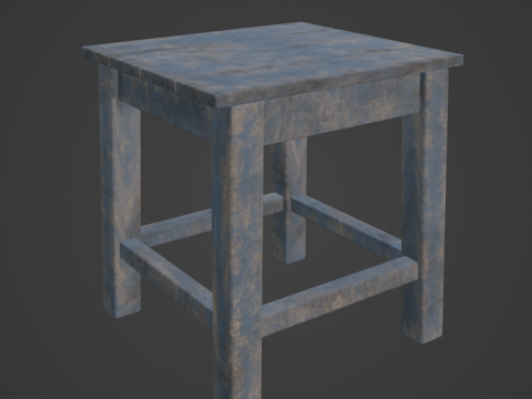 Old Wooden Tabouret 01 3D Model