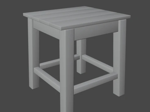 Old Wooden Tabouret 01 3D Model