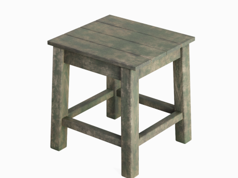 Old Wooden Tabouret 02 Modelo 3D