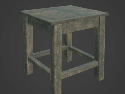 Old Wooden Tabouret 02 Modelo 3D