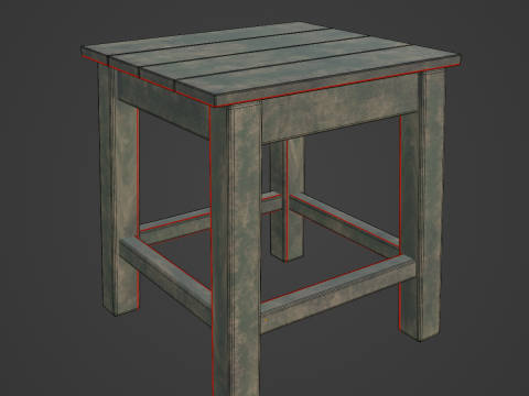 Old Wooden Tabouret 02 Modelo 3D