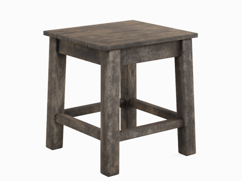 Old Wooden Tabouret 03 3D Model