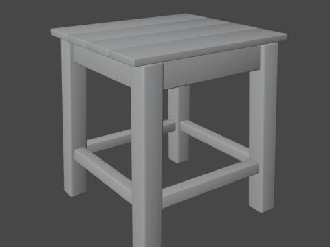 Old Wooden Tabouret 03 3D Model