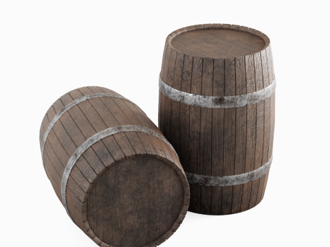 Wooden Barrel B 01 3D-Modell