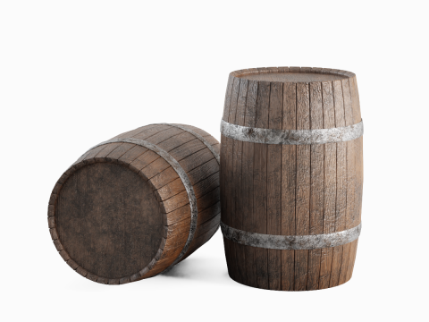 Wooden Barrel B 01 3D Model