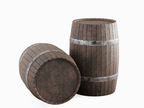 Wooden Barrel B 01 3D Model