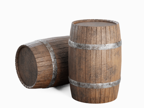 Wooden Barrel B 01 3D Model