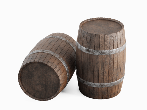 Wooden Barrel B 01 3D Model