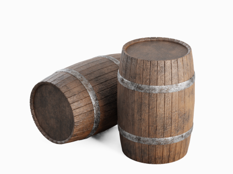 Wooden Barrel B 01 3D Model