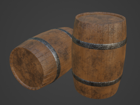 Wooden Barrel B 01 3D Model