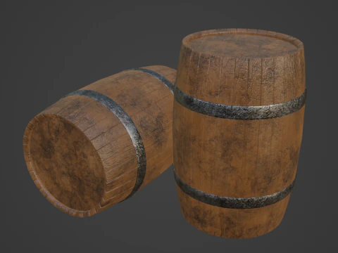 Wooden Barrel B 01 3D Model