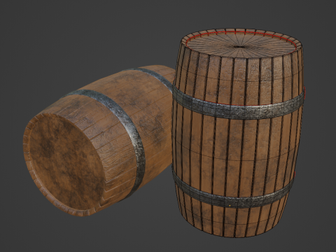 Wooden Barrel B 01 3D Model