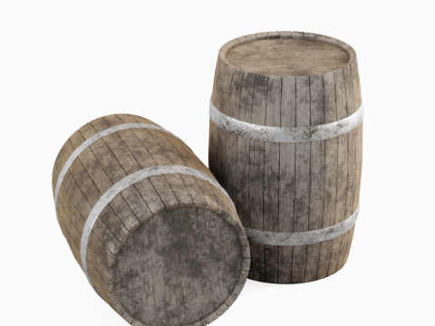 Wooden Barrel B 02 3D-Modell