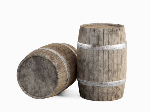 Wooden Barrel B 02 3D Model