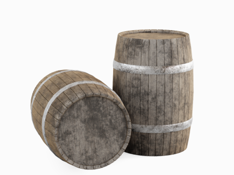 Wooden Barrel B 02 3D Model