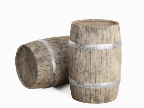 Wooden Barrel B 02 3D Model
