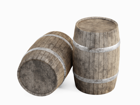 Wooden Barrel B 02 3D Model