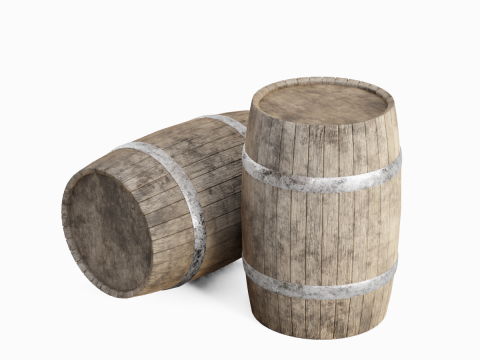 Wooden Barrel B 02 3D Model