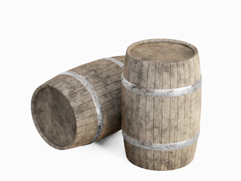 Wooden Barrel B 02 3D Model