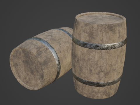 Wooden Barrel B 02 3D Model